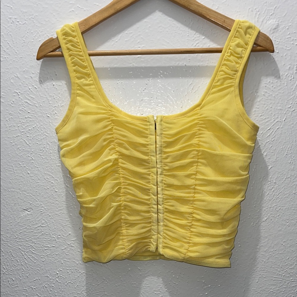 Shinestar Yellow Ruched Tank Top